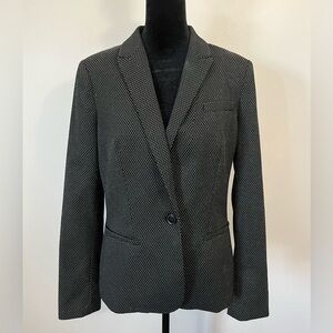 Tommy Hilfiger Women Fitted Classic Single Button Blazer Black White Dot Size 8